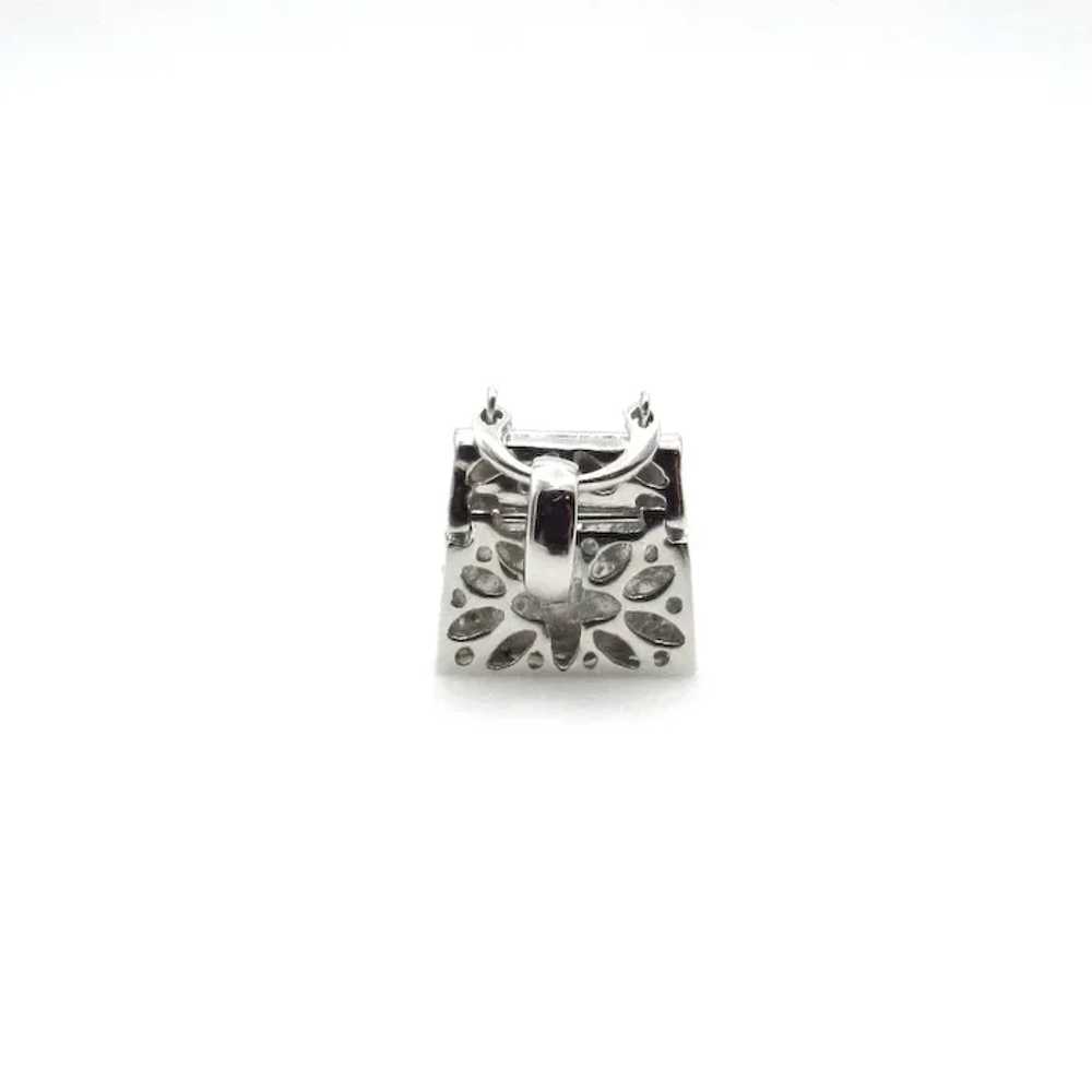 14K White Gold Diamonds Purse Pendant - Movable M… - image 4