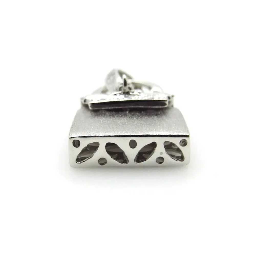 14K White Gold Diamonds Purse Pendant - Movable M… - image 7