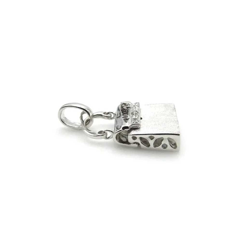 14K White Gold Diamonds Purse Pendant - Movable M… - image 8