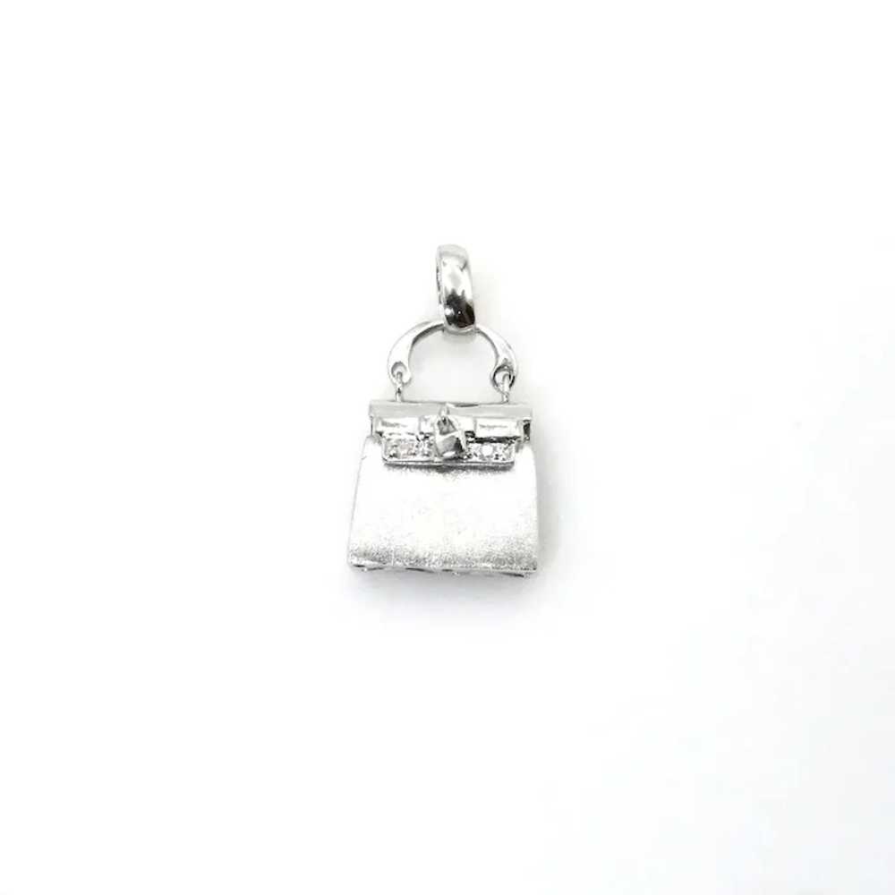 14K White Gold Diamonds Purse Pendant - Movable M… - image 9