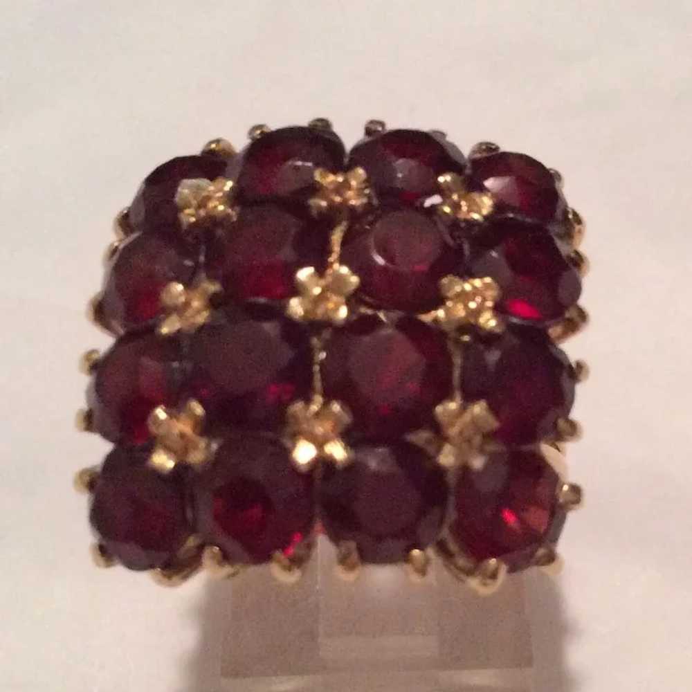 18K Garnet Postage Stamp Ring - image 2