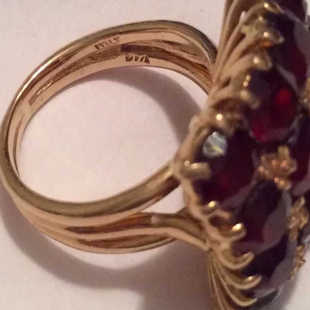 18K Garnet Postage Stamp Ring - image 3