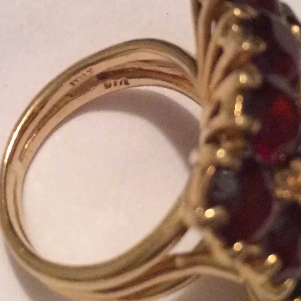 18K Garnet Postage Stamp Ring - image 4