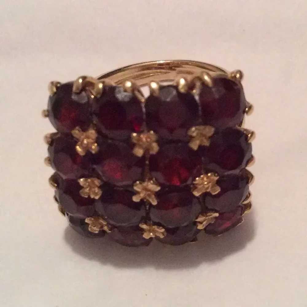 18K Garnet Postage Stamp Ring - image 5