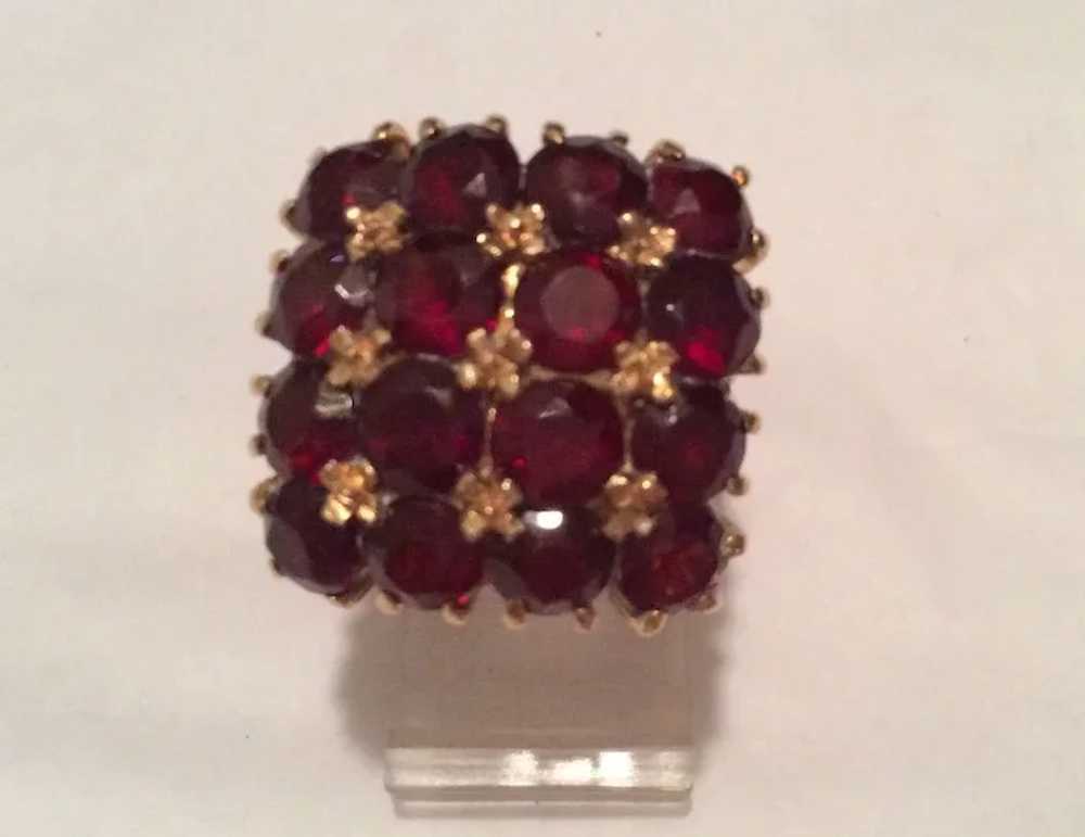 18K Garnet Postage Stamp Ring - image 7