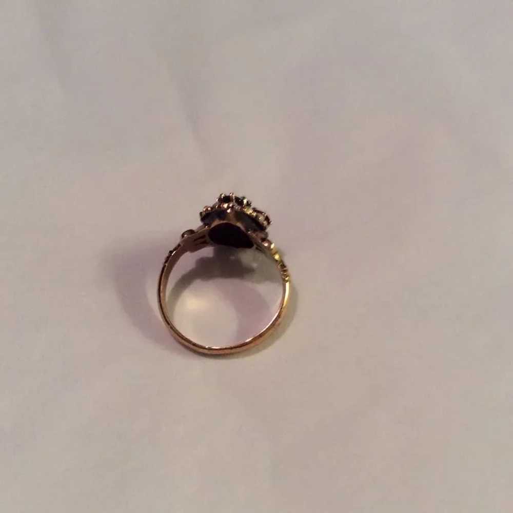 9K Rose Gold Garnet/Seed Pearl Ring - image 5