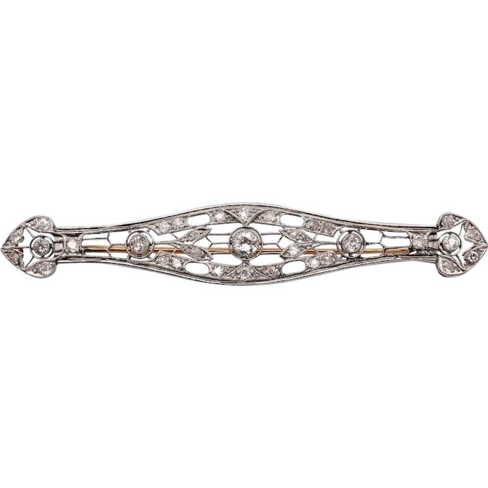 Art Deco 1920-1930 Elongated Classic Brooch In Pl… - image 1
