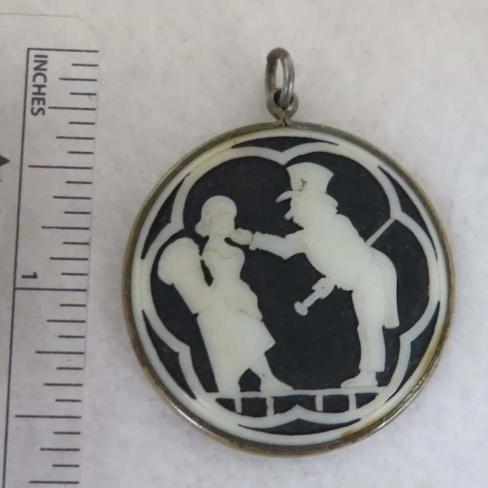 Antique Blue and White Cameo Porcelain Pendant - image 2