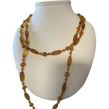 Antique Czech Amber Glass Necklace - image 1