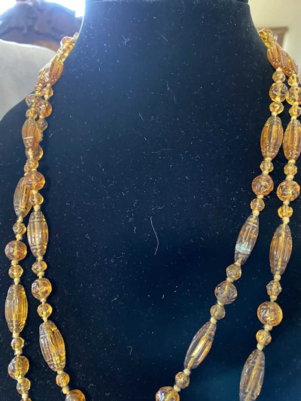 Antique Czech Amber Glass Necklace - image 5