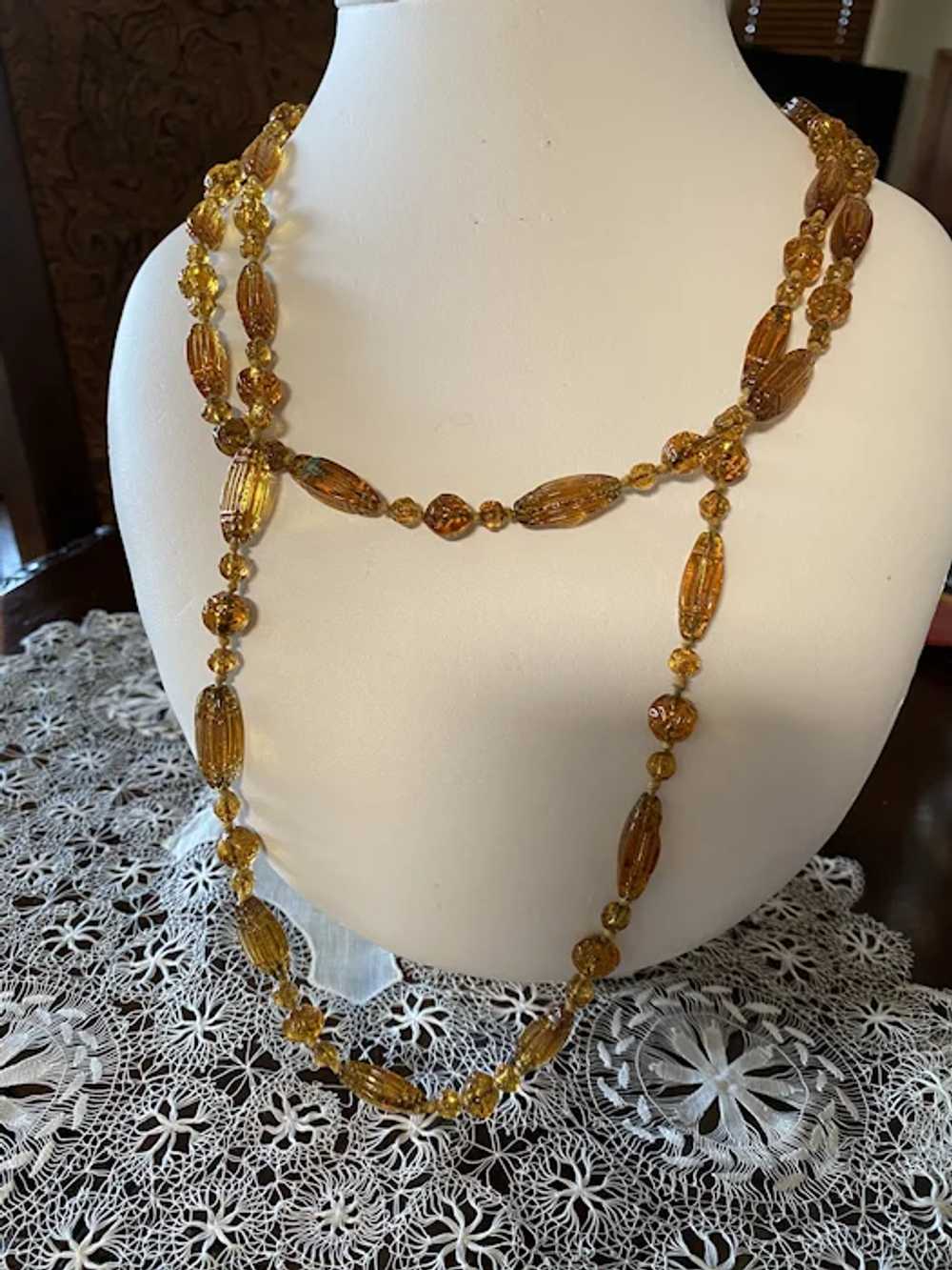Antique Czech Amber Glass Necklace - image 8