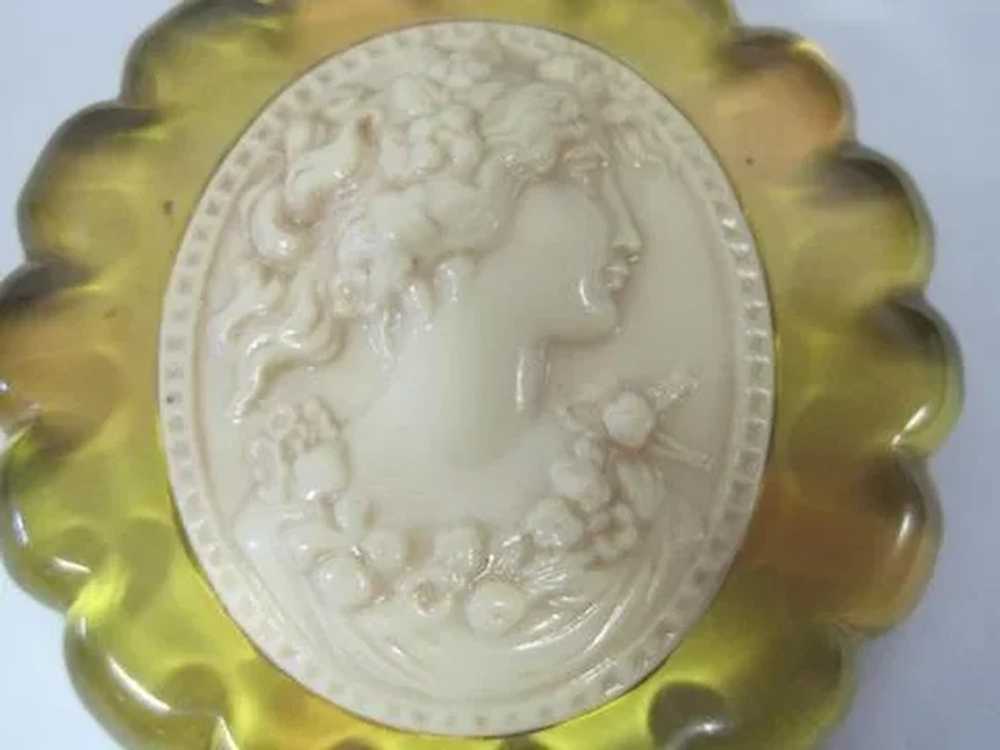 Lot #906 Celluloid Cameo Broach Pin - image 2