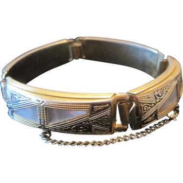 Costume - Mother of Pearl Inlaid Bracelet - Push … - image 1