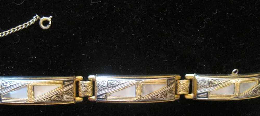 Costume - Mother of Pearl Inlaid Bracelet - Push … - image 4