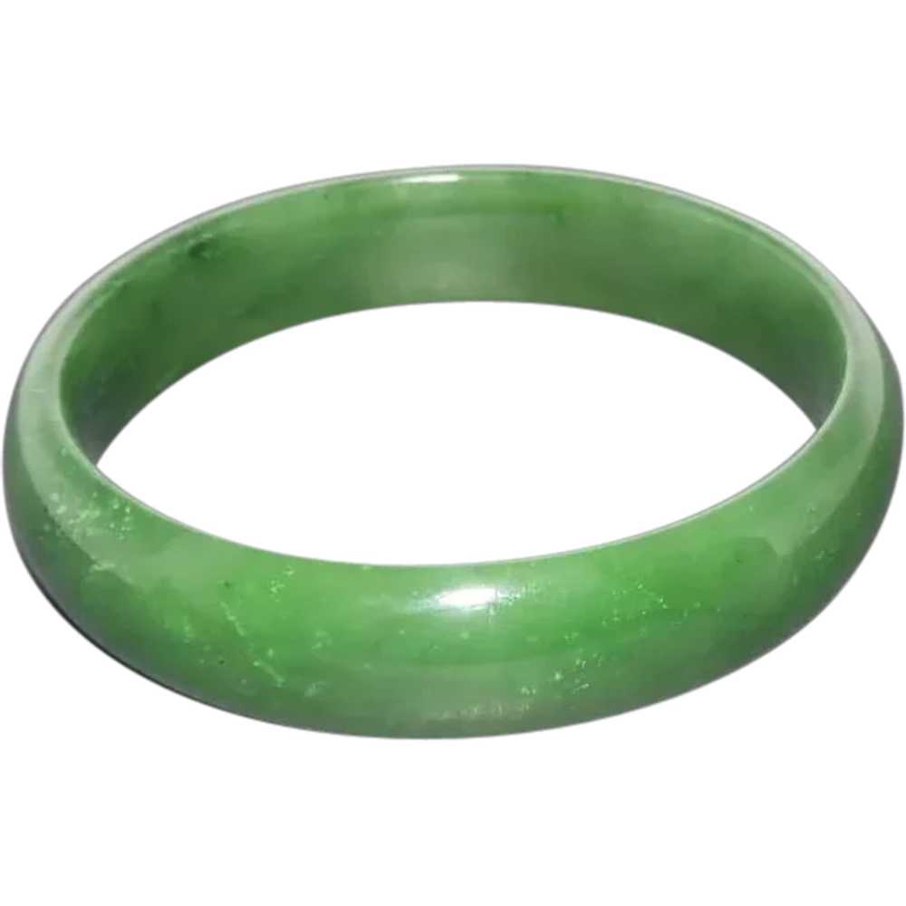 Green Translucent Jade Bakelite Bangle Bracelet - image 1