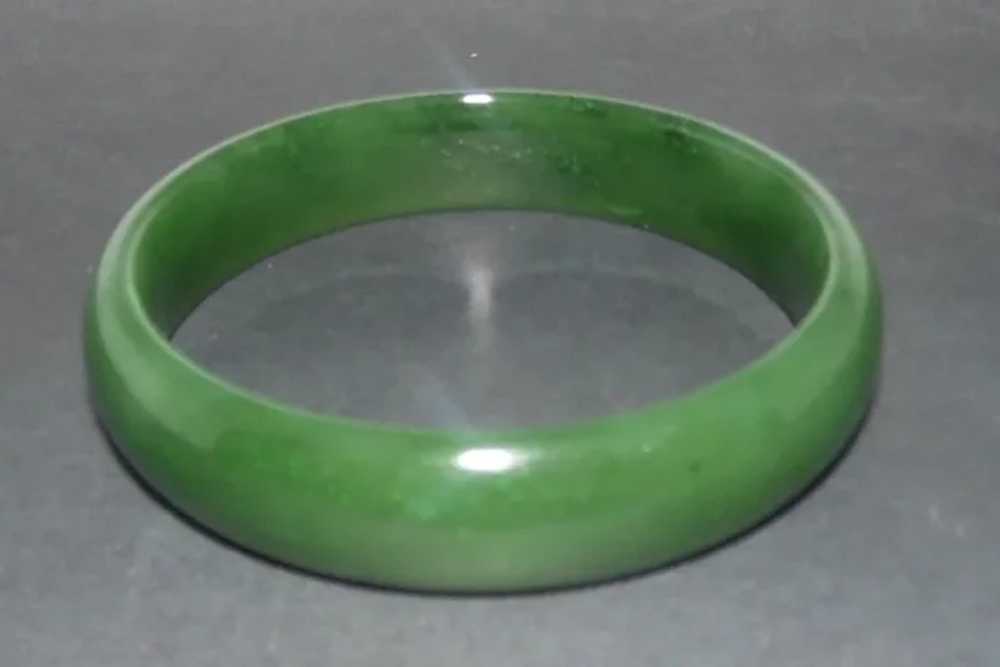 Green Translucent Jade Bakelite Bangle Bracelet - image 2