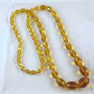 Vintage Golden Amber or Topaz Faceted Crystal Bead