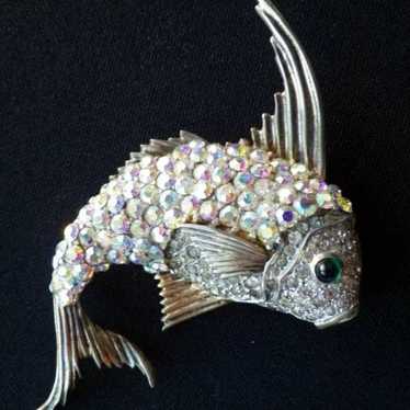 Vintage Signed CINER Sterling Silver Fish Brooch