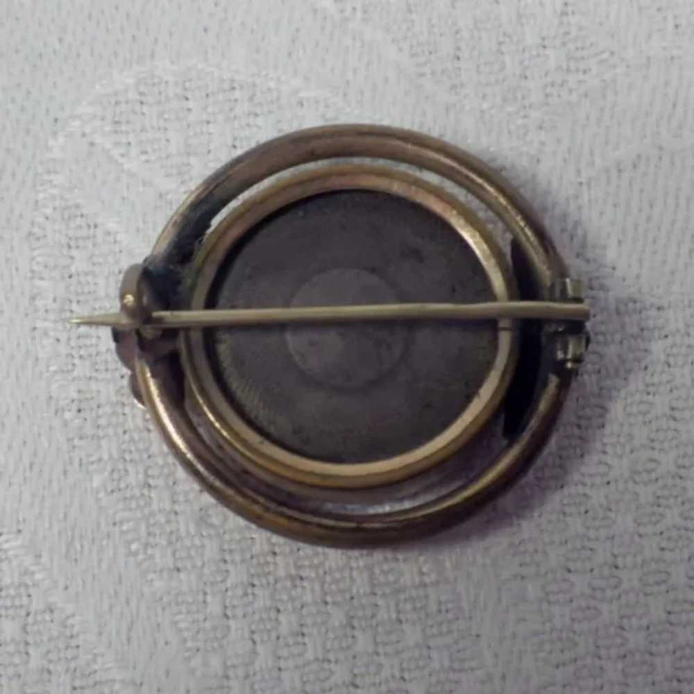 Antique Gold Plate Mourning Hair Brooch - image 3