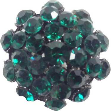 Vintage Brilliant Emerald Green Rhinestone Brooch - image 1