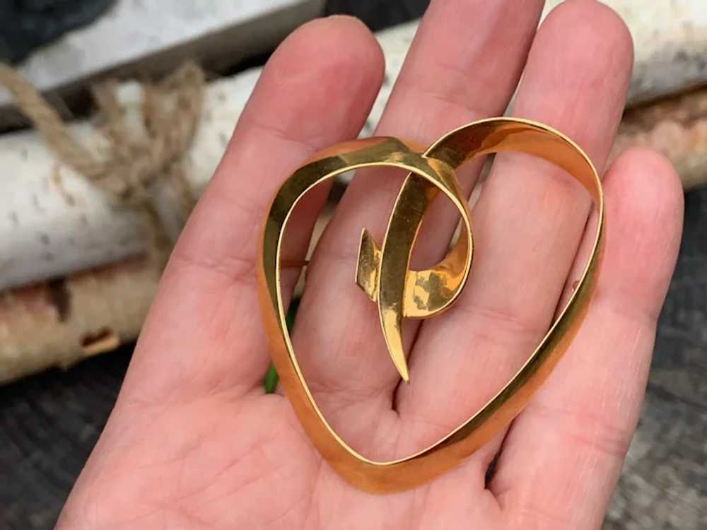 Paloma Picasso for Tiffany Gold Heart Brooch - image 2