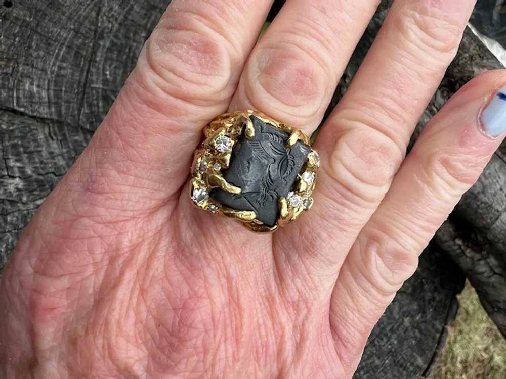 Victorian 18K Yellow Gold Hematite Intaglio Ring - image 2