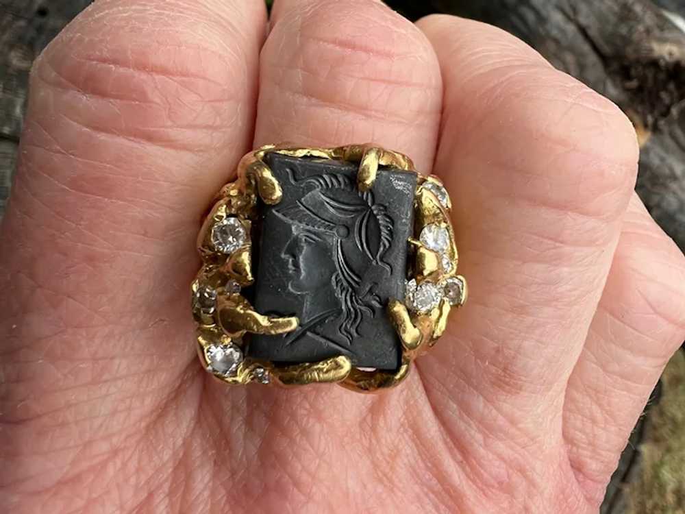 Victorian 18K Yellow Gold Hematite Intaglio Ring - image 3