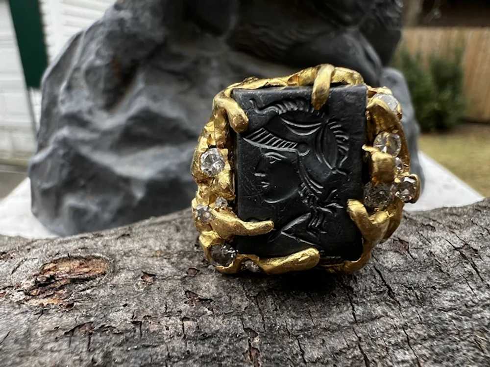 Victorian 18K Yellow Gold Hematite Intaglio Ring - image 5