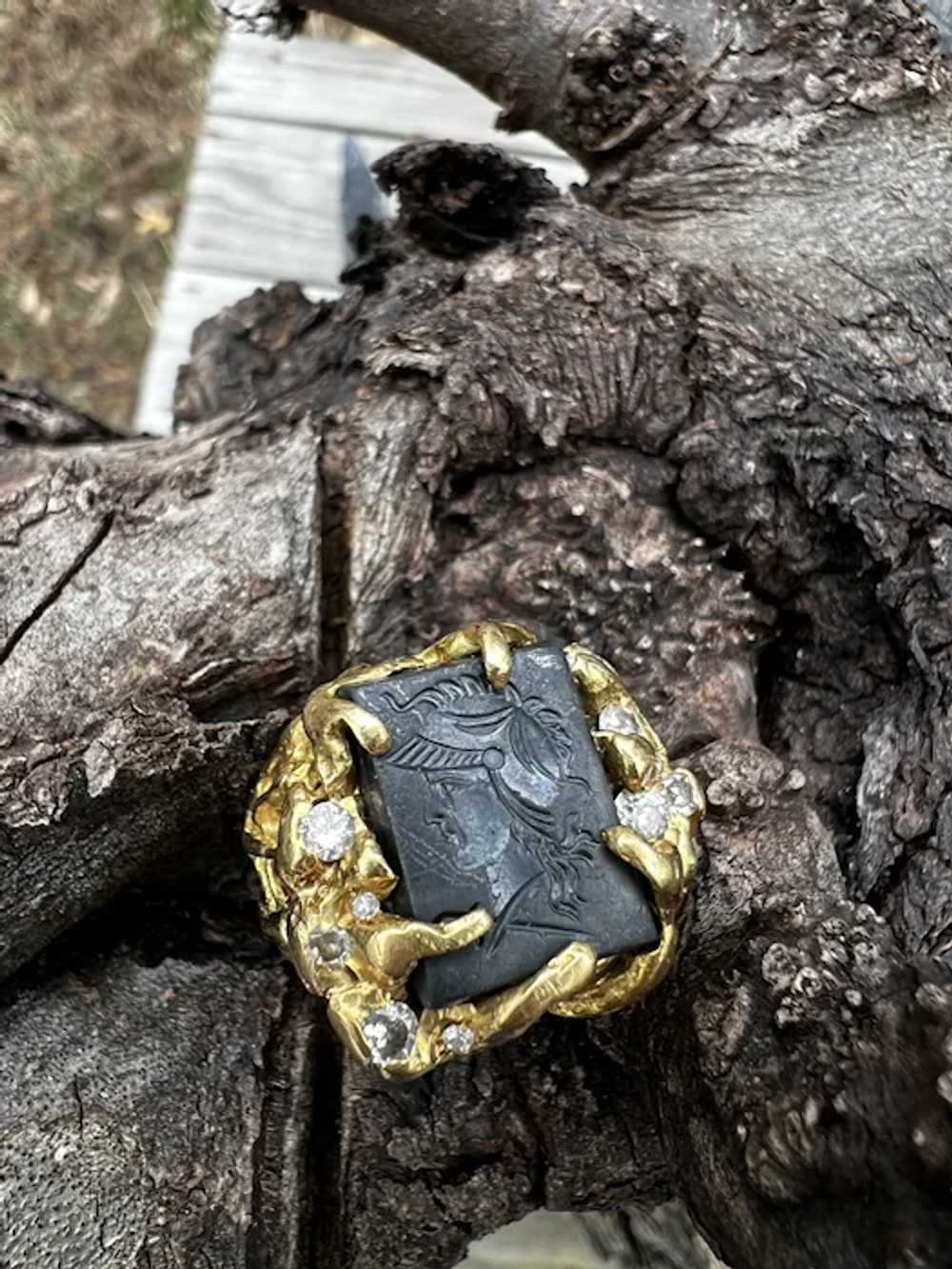 Victorian 18K Yellow Gold Hematite Intaglio Ring - image 6