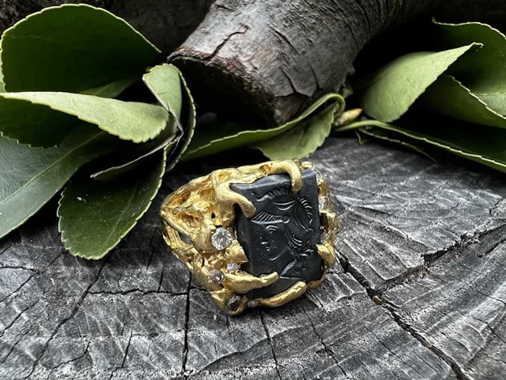 Victorian 18K Yellow Gold Hematite Intaglio Ring - image 7