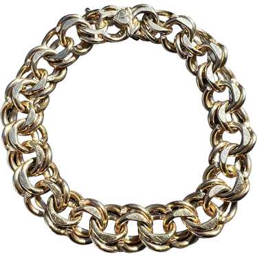 14K Yellow Gold Circle Line Wide Chunky Bracelet