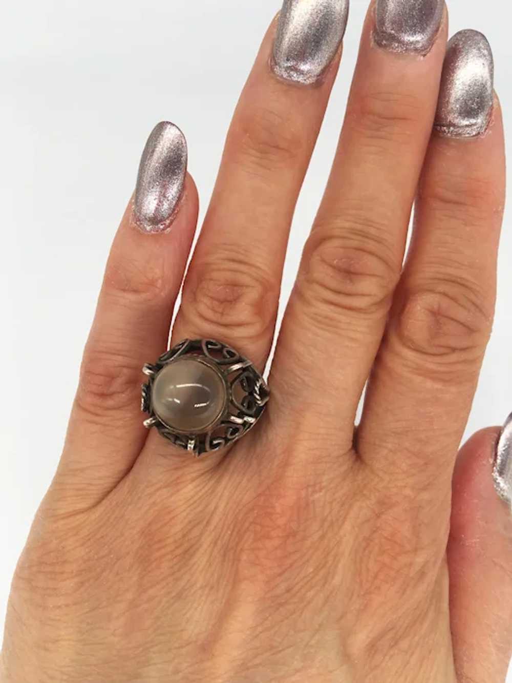 Vintage Moonstone Sterling Silver Handmade Ring S… - image 12