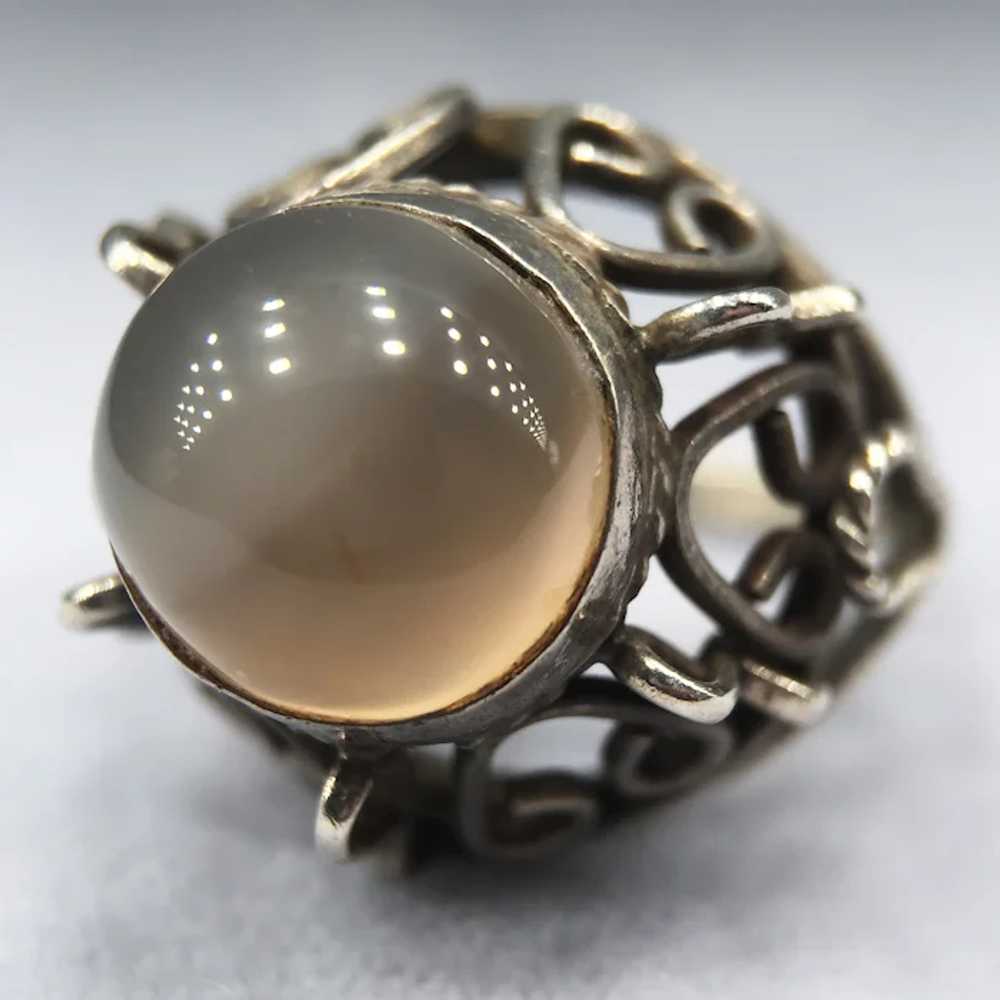 Vintage Moonstone Sterling Silver Handmade Ring S… - image 2