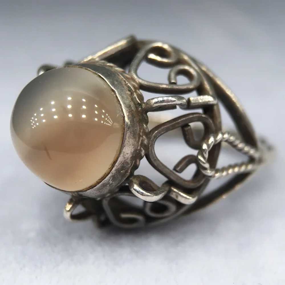 Vintage Moonstone Sterling Silver Handmade Ring S… - image 5