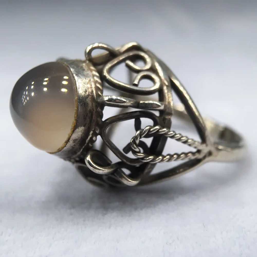 Vintage Moonstone Sterling Silver Handmade Ring S… - image 7