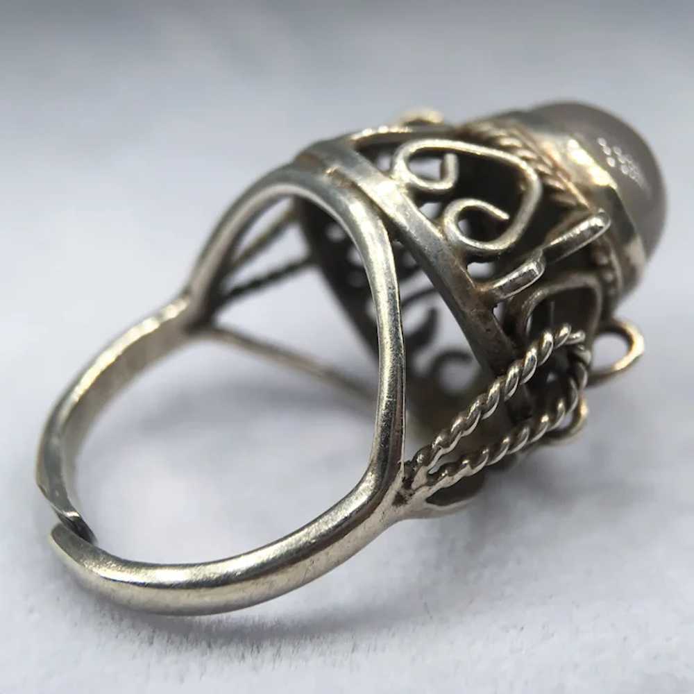 Vintage Moonstone Sterling Silver Handmade Ring S… - image 9