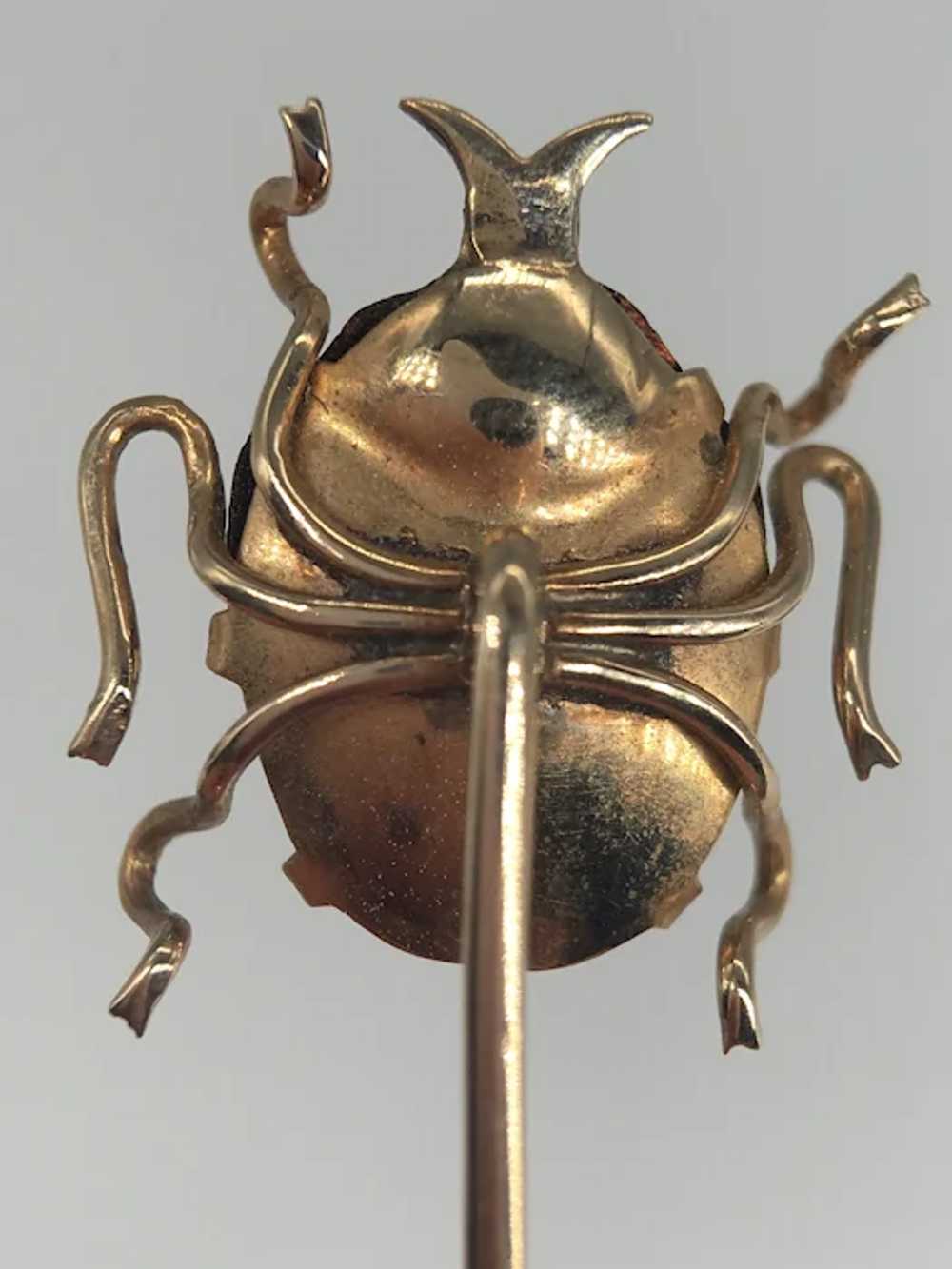 Antique 10k Gold Genuine Scarab Beetle Bug Insect… - image 10