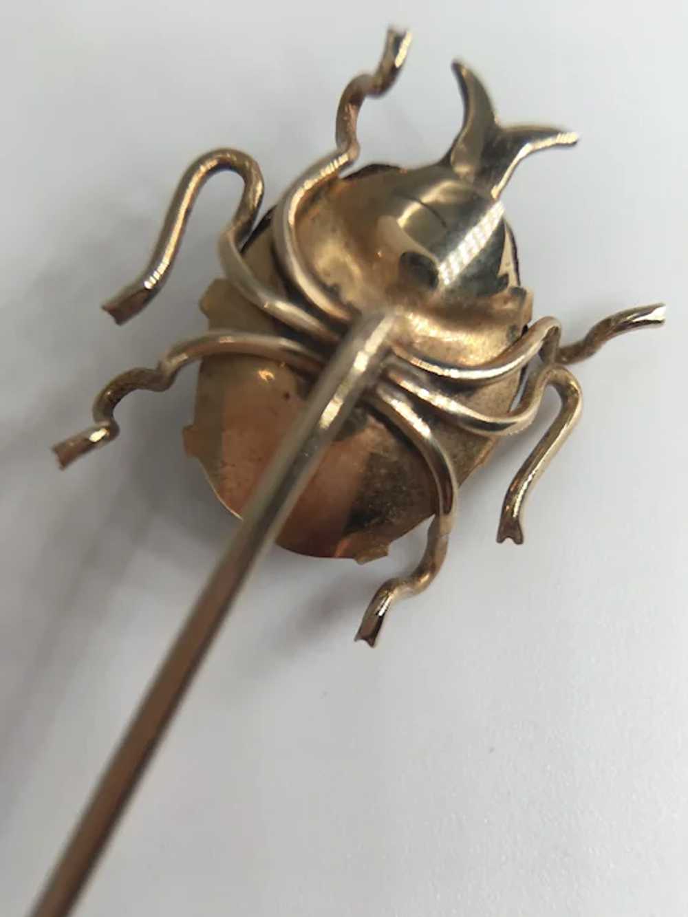 Antique 10k Gold Genuine Scarab Beetle Bug Insect… - image 11