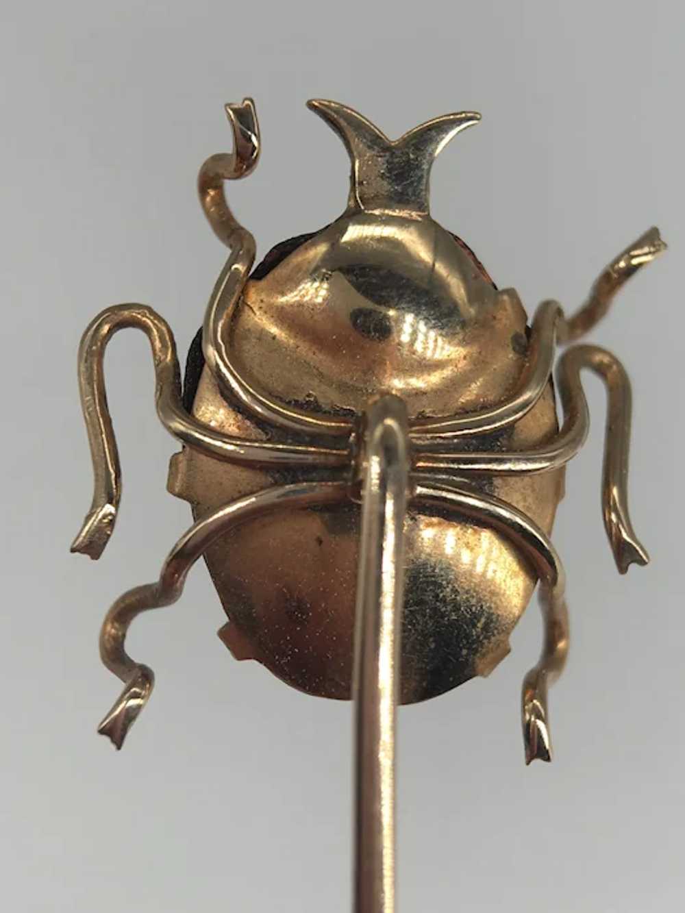 Antique 10k Gold Genuine Scarab Beetle Bug Insect… - image 2