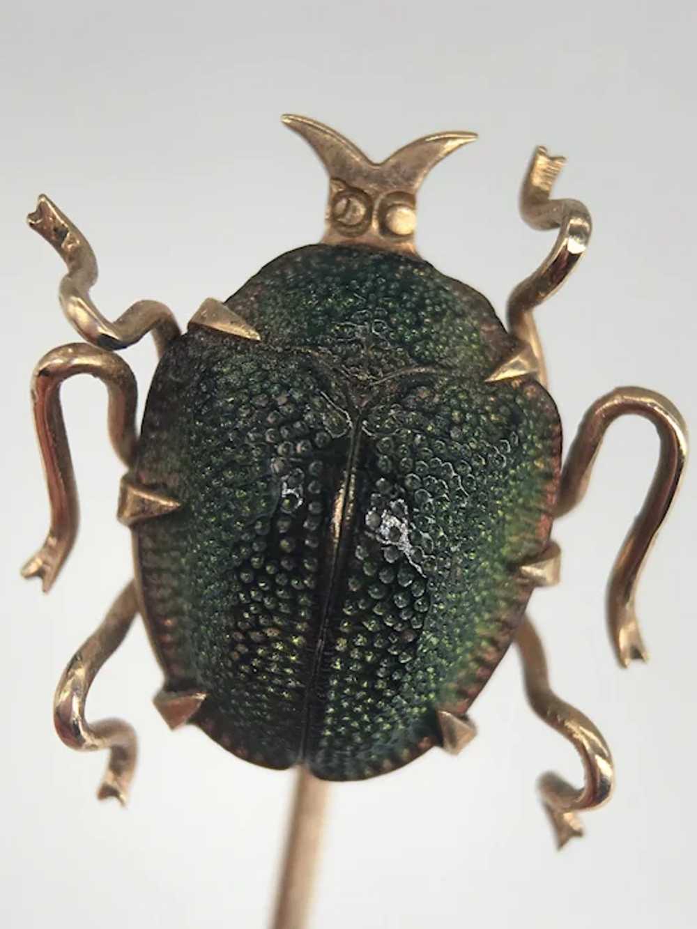 Antique 10k Gold Genuine Scarab Beetle Bug Insect… - image 3