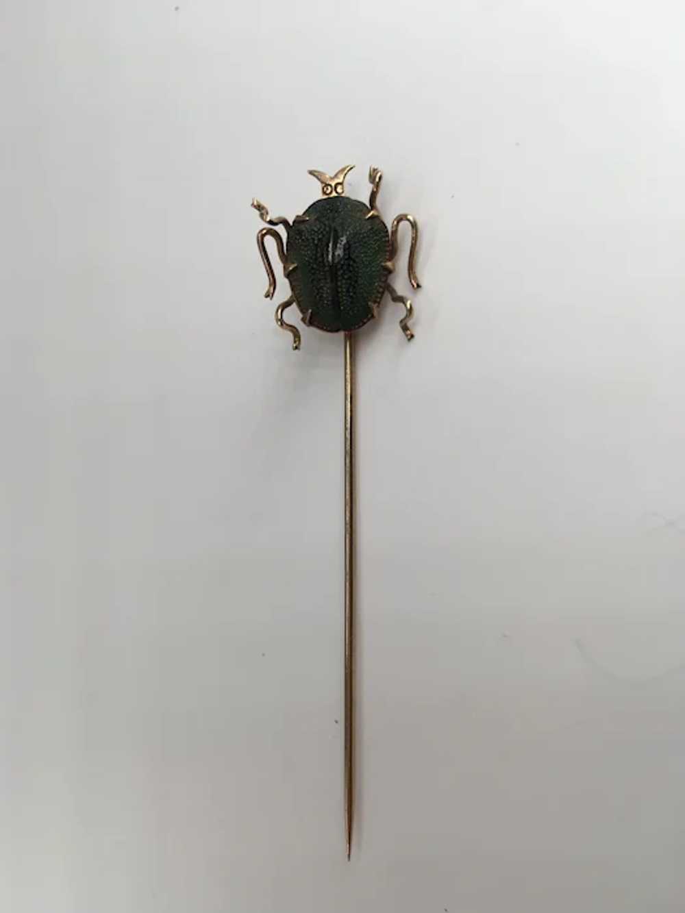 Antique 10k Gold Genuine Scarab Beetle Bug Insect… - image 8