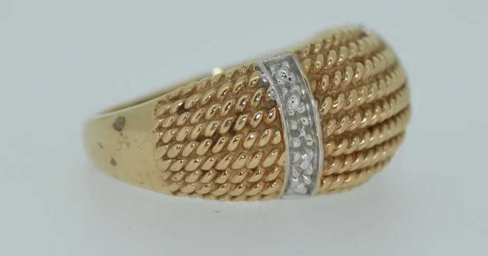 Vintage 10K Yellow and White Gold Dome Ring - image 3