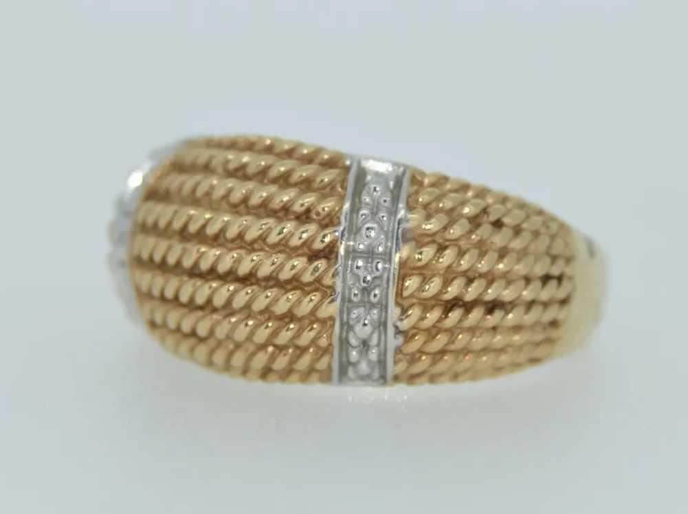 Vintage 10K Yellow and White Gold Dome Ring - image 4