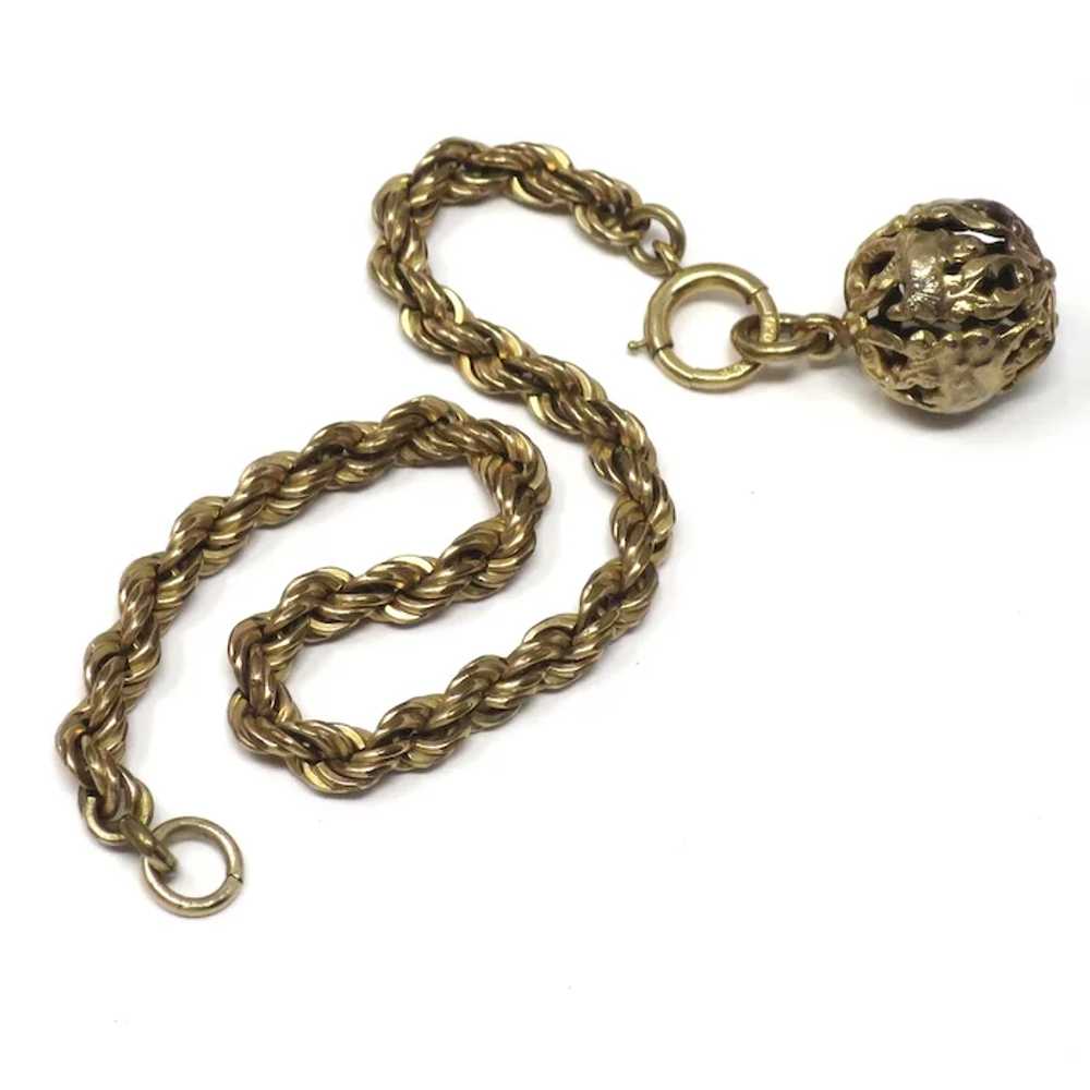 Antique 12k Rose Gold Filled Rope Chain with Fili… - image 10