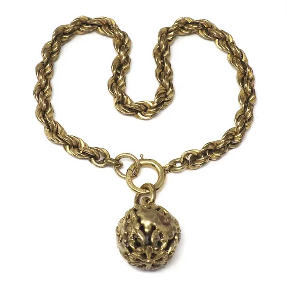 Antique 12k Rose Gold Filled Rope Chain with Fili… - image 11