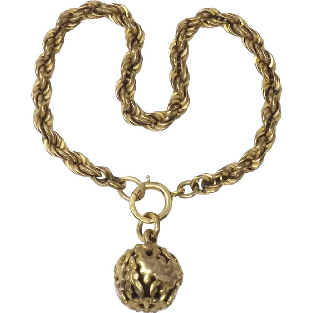 Antique 12k Rose Gold Filled Rope Chain with Fili… - image 1