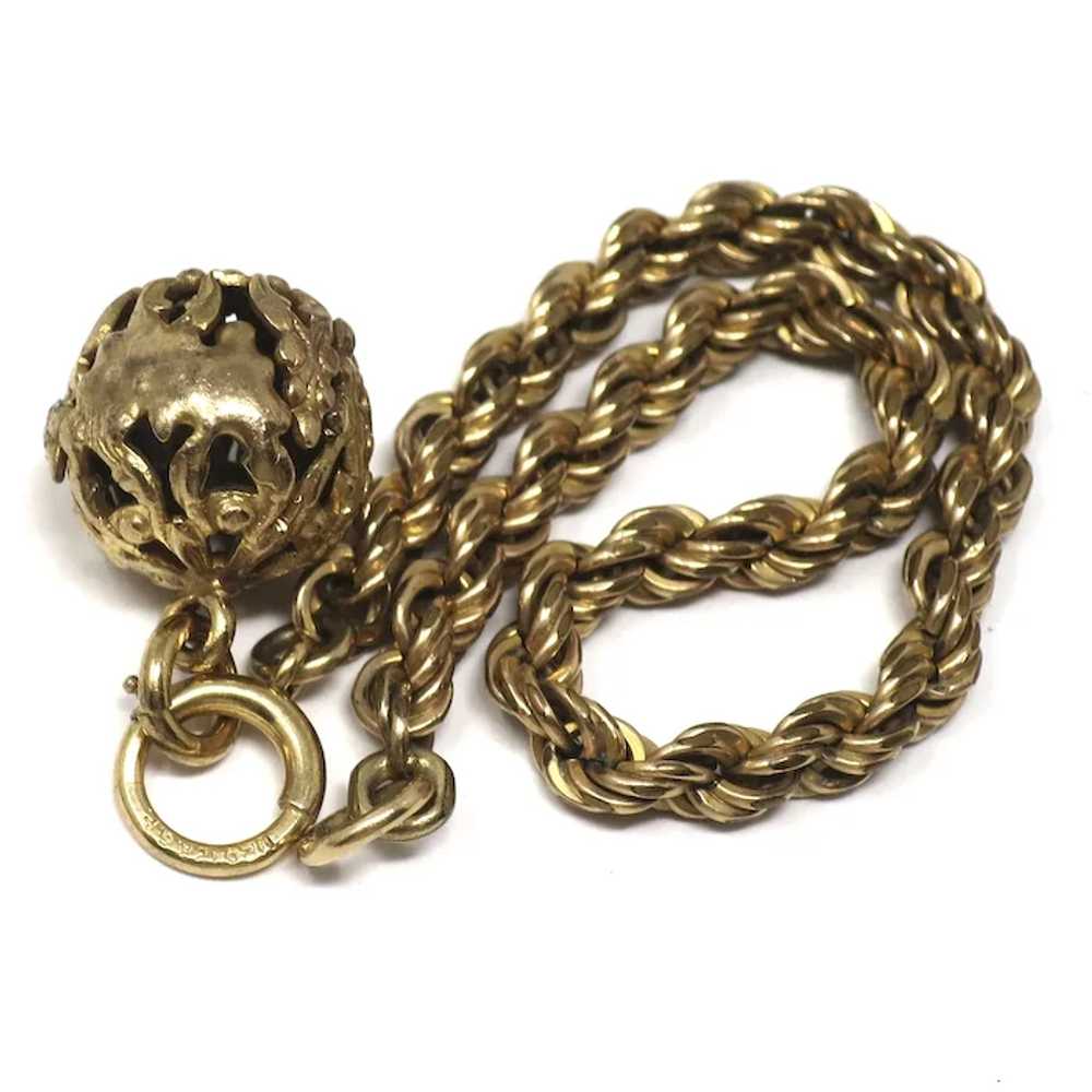 Antique 12k Rose Gold Filled Rope Chain with Fili… - image 4