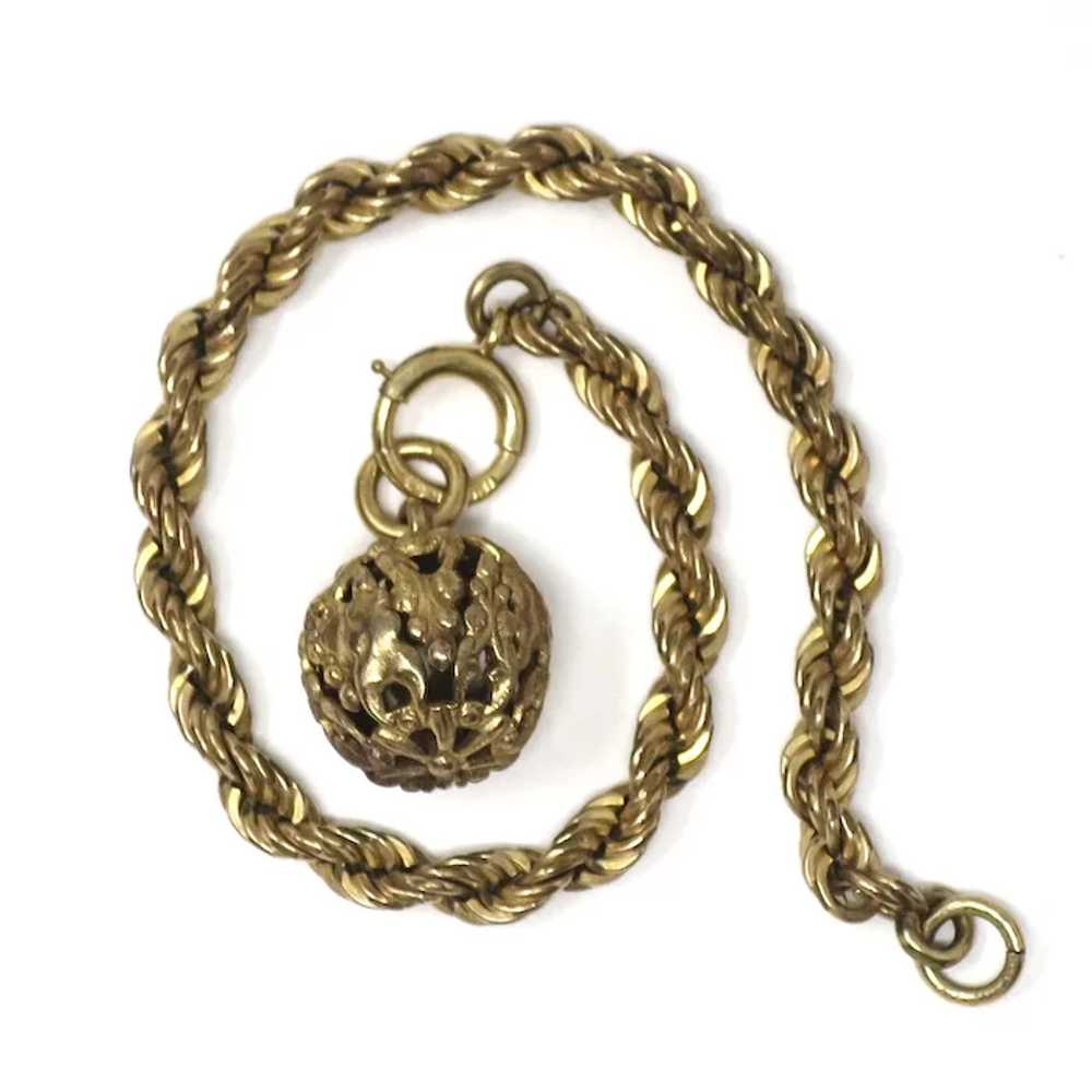 Antique 12k Rose Gold Filled Rope Chain with Fili… - image 5