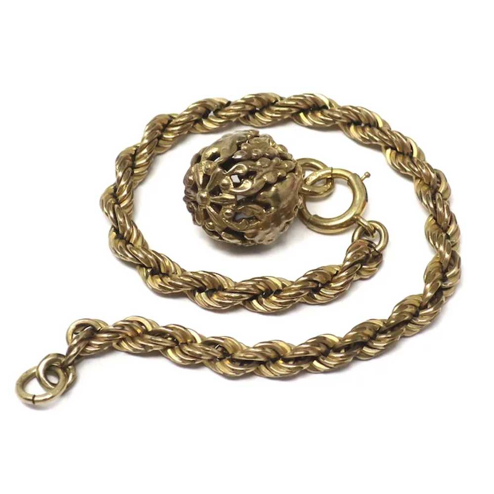 Antique 12k Rose Gold Filled Rope Chain with Fili… - image 6