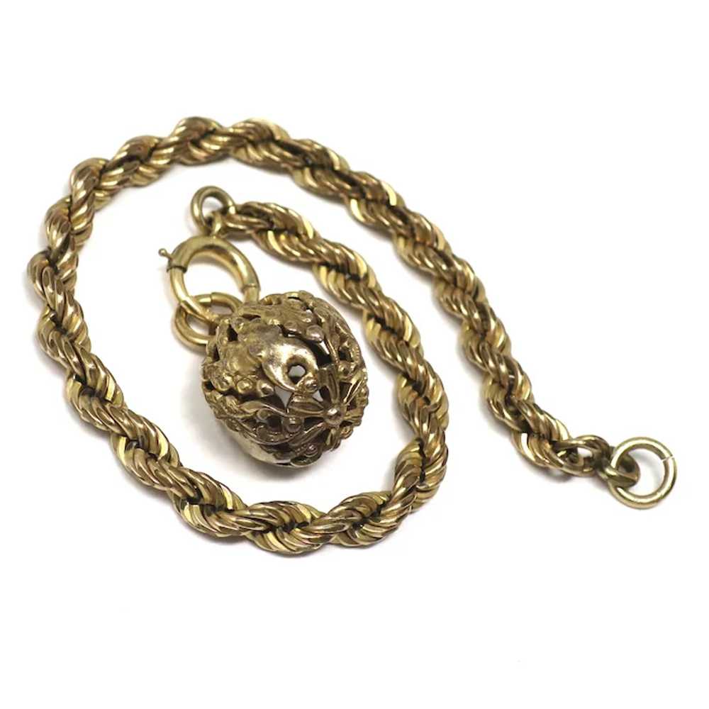 Antique 12k Rose Gold Filled Rope Chain with Fili… - image 8